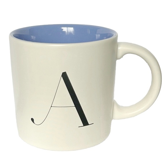 Indigo Monogram Initial A Letter Ceramic Mug White Creme Purple Coffee Tea Lilac - Picture 1 of 9